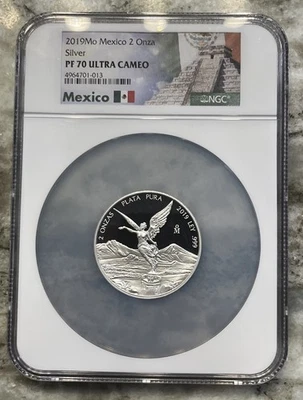 Moneda de plata Mo México 2019 2 OZ prueba Libertad NGC PF70 DCAM gema Dos Onza Foto 1 de 4