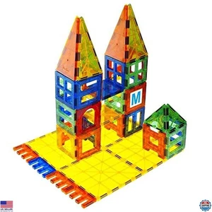 Magnetic Building Tiles Set - 120pcs Clear 3D Blocks for Kids - STEM Learning - Picture 1 of 6