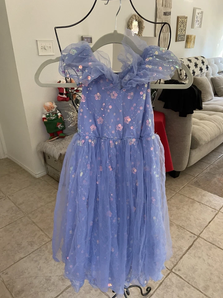 Vestido de Tul Lavanda Lentejuelas Flor Niña Talla 8 Formal Fiesta Princesa Baile Foto 1 de 4
