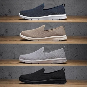 UK2025 Men Slip On Wide Fit Memory Foam Casual Walking Gym Sports Trainers Shoes - Picture 1 of 33