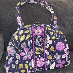 Vera Bradley Bowler Shoulder Handbag - Plum Petals - Euc - Imagen 1 de 5