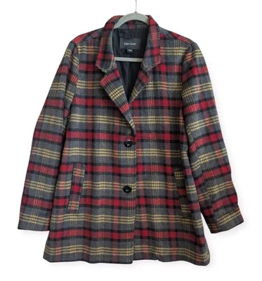 Abrigo Blazer Karen Kane Vintage Mezcla Lana Cuadros Mujer Talla Grande Hecho en EE. UU.  Foto 1 de 4