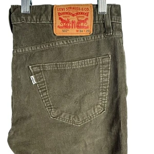 Pantaloni Levi's 502 in velluto a coste regular fit verde oliva casual tutti i giorni W34 L27 - Foto 1 di 8