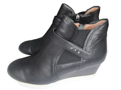 Botín Linea Paolo Freshton de cuero negro con cuña a mitad de la pantorrilla para mujer talla 12 ~ $180 Foto 1 de 4