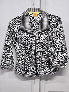 RUBY ROAD WEISS/SCHWARZ LEOPARDENMUSTER BAUMWOLLMISCHUNG JACKE IN GRÖSSE 6 - Bild 1 von 2