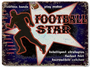 Football Star METAL sign vintage style great gift mancave boys room wall art 501 - Picture 1 of 2