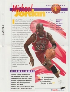 1996 MICHAEL JORDAN Sports Heroes, Feats & Facts NBA Promo Sample Fold-Out Card - Picture 1 of 4