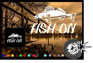 Fish On Car Window bumper laptop sticker Vinyl Decal angling fly - Picture 1 of 2
