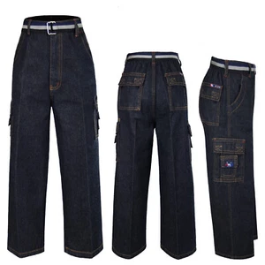 Pantaloni jeans 8 tasche denim causale bambino ragazzo bambino adolescente cintura inferiore 6 - 14 anni - Foto 1 di 5