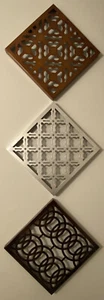 Metal Wall Artwork Bronze Silver Copper Set of 3 Square 12x1” Embossed Tin Tiles - Picture 1 of 8