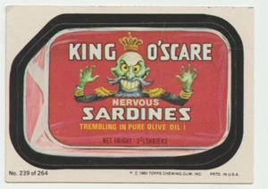 Wacky Packages 1980 Topps Sticker #239 King O'scare  Nervous Sardines - Imagen 1 de 2
