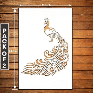 Plantillas combinadas para pintura de pared pájaro pavo real arte hágalo usted mismo plantilla 16""x24"" paquete de 2 - Imagen 1 de 4