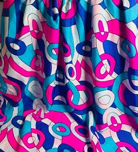 Retro Dress Sewing Fabric Bold Bright Pink Blue Geometric 140cm  x 2.40 metres