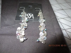PIERCED EARRINGS--DANGLE 2 1/2" --MULTICOLOR BEADS AND SILVER DANGLES---#Y51-11 - Picture 1 of 24