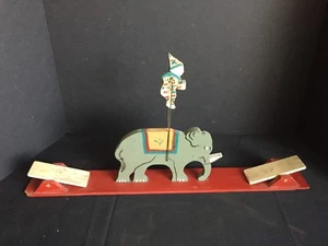 Antique Vintage Wooden Mechanical Circus Toy with Elephant and Jumping Clown - Picture 1 of 10