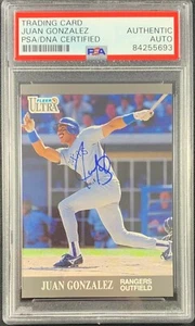 Juan Gonzalez autographed signed Fleer Ultra #U55 Texas Rangers PSA Encapsulated - Picture 1 of 2