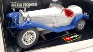 Burago 1/18 Scale Diecast 3008 Alfa Romeo 2300 Spider 1932 White Blue - Picture 1 of 5
