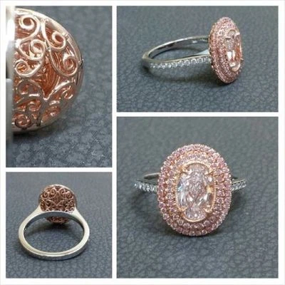 4ct Cocktail Party Ring inspired 925 Sterling Silver Oval Double Halo Women - Image 1 of 2