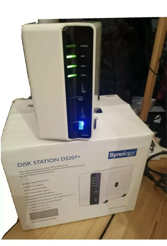 Synology Disk Station DS-207+ with 2TB HDDs (1 x 2TB WD20EARS-00MVWB0). Used - Image 1 of 1