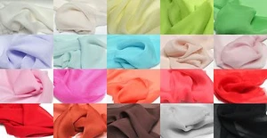 100% PURA SETA GEORGETTE TESSUTO CHIFFON 45" 20 COLORE VENDUTO DAL CANTIERE - Foto 1 di 39