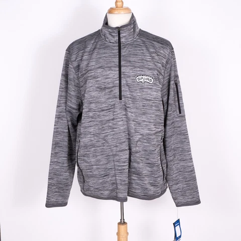 NEW G111 Sports Carl Banks San Antonio Spurs Mens 1/2 Zip Pullover Size 2XL Gray Cover