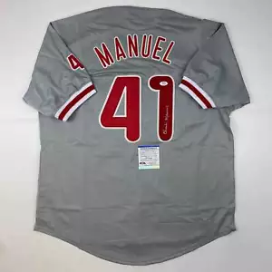 Autographed/Signed Charlie Manuel Philadelphia Grey Baseball Jersey PSA/DNA COA - Picture 1 of 4
