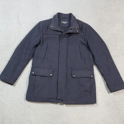 Kenneth Cole Coat Jacket Mens Medium Blue Wool Blend Zip Up Winter Casual - Image 1 of 4