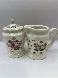 John Grossman Collection Michael & Co. Porcelain Creamer & Sugar Set Pink Roses - Picture 1 of 13
