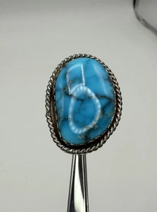 Anillo Turquesa Matriz Telaraña Esterlina Nativo Americano Peón Antiguo Talla 9.5 VNT - Imagen 1 de 15