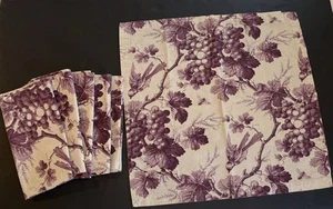 Williams Sonoma Dinner Napkins Set Of 6 Grape Toile Purple Birds - Picture 1 of 10