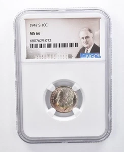 1947-S Roosevelt Dime MS66 NGC Beautiful Tone *7933 - Picture 1 of 3