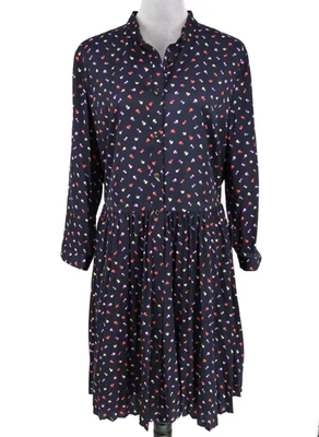 Vestido Ann Taylor Para Mujer XL Azul Marino Ditzy Floral Camisa Carrera Abotonada Foto 1 de 4