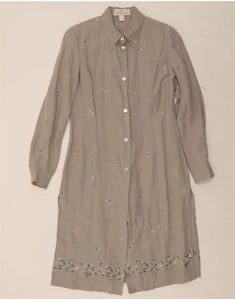 ELEGANCE Womens Shirt Dress UK 10 Small Grey Floral Silk DP61 - Picture 1 of 3