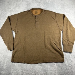 LL Bean Shirt Mens 2XL Brown River Drivers Double Layer Wool Blend Base Henley - Picture 1 of 12