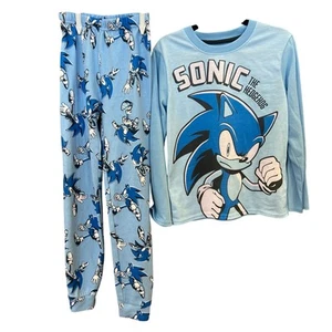 Sonic the Hedgehog Light Blue Boys 2 Piece Pajama Set Size 8 - Picture 1 of 3