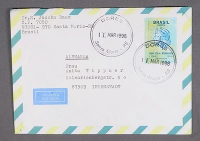 MayfairStamps Бразилия 1998 Dores Санта-Мария в Имменштадт Германия авиапочта чехол - Изображение 1 из 2
