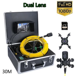 7'' DVR 30M 1080P HD Dual Camera Lens Drain Sewer Pipeline Industrial Endoscope - Picture 1 of 8