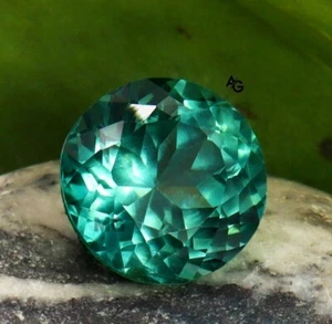 14.20 Ct AAA Natural Brazil Green Paraiba Tourmaline Loose Round Gemstone Cut - Picture 1 of 4