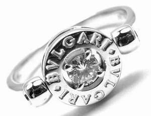 Authentic! Bvlgari Bulgari Flip 18k White Gold Diamond Band Ring - Picture 1 of 8