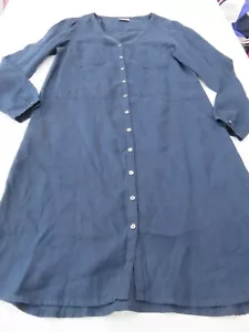 EAST SHABBY CHIC MARINEBLAUES LEINENKLEID MIT KREMPELÄRMELN UND TASCHE UK 10 – 12 - Bild 1 von 16