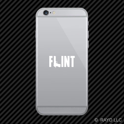 (2x) Flint Cell Phone Sticker Mobile michigan mi dangerous many colors - Image 1 of 1