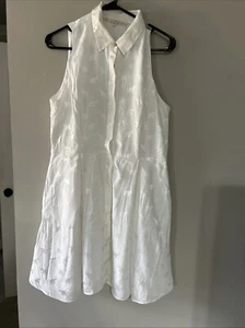 Rachel Roy Ivory  Monochrome Elephant Pattern Button Up Dress Sz 12 All Lined - Picture 1 of 15
