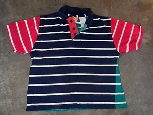 Vintage McKids McDonald’s Striped Colorblock Polo Boys Size 7 - Picture 1 of 3
