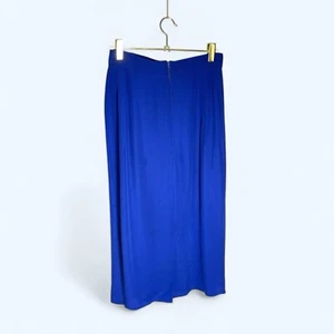 C&A Royal Blue Knee Length Plain Chiffon Pencil Skirt Size 10 High Rise Classic - Picture 1 of 9