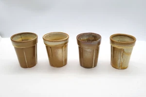 Juego 4 Vasos Frankoma Pottery Marrón Rueda Vagón Jugo 90c Excelente - Imagen 1 de 8