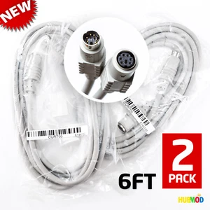 Lot 2 6FT PS2 Mini DIN 6 Male to Female Extension Cable Cord /Mouse/Keyboard/KVM - Picture 1 of 2