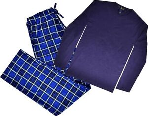 Club Room Mens Sleep Tee Shirt & Fleece Pant PJ Set Blue Medium $70