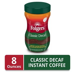 Folgers Classic 8 oz Jar Decaf Instant Coffee Deliciously smooth flavor - Picture 1 of 37