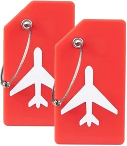 Luggage Suitcase Tags with Name ID Card (2 x Red Tags) - RRP £7.99 - Picture 1 of 5