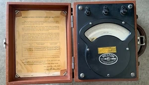 Weston Voltmeter Model 341 Vintage Untested ,Certification, In Case - Picture 1 of 6